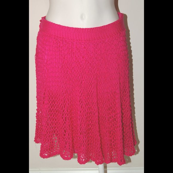 NWT RALPH LAUREN Fishnet Crocheted "Cruise" Skirt, sz L. MSRP $398